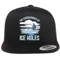 Funny Ice Fishing Gift For  Snow Holes Fisher Flat Bill Trucker Hat