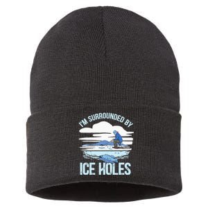 Funny Ice Fishing Gift For  Snow Holes Fisher Sustainable Knit Beanie