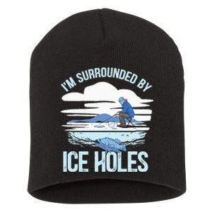 Funny Ice Fishing Gift For  Snow Holes Fisher Short Acrylic Beanie