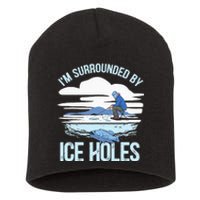 Funny Ice Fishing Gift For  Snow Holes Fisher Short Acrylic Beanie