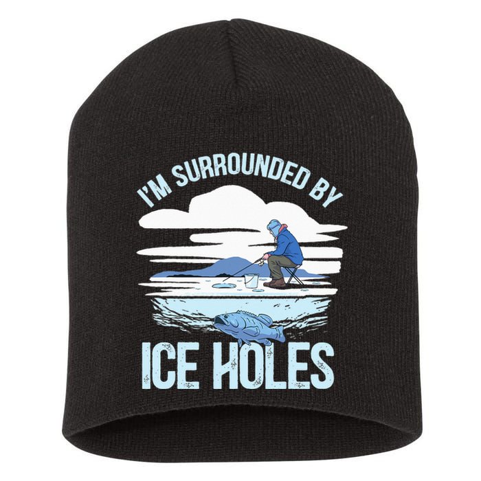 Funny Ice Fishing Gift For  Snow Holes Fisher Short Acrylic Beanie