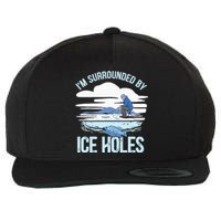 Funny Ice Fishing Gift For  Snow Holes Fisher Wool Snapback Cap