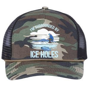 Funny Ice Fishing Gift For  Snow Holes Fisher Retro Rope Trucker Hat Cap