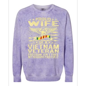 Freedom Isn't Free Proud Wife Of A Vietnam Veteran Ribbon Colorblast Crewneck Sweatshirt