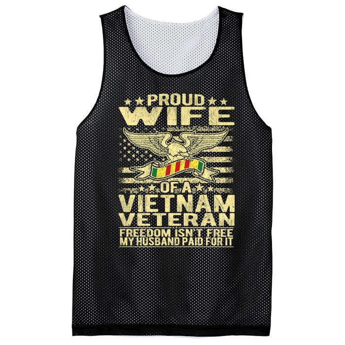 Freedom Isn't Free Proud Wife Of A Vietnam Veteran Ribbon Mesh Reversible Basketball Jersey Tank