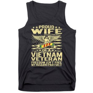 Freedom Isn't Free Proud Wife Of A Vietnam Veteran Ribbon Tank Top