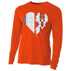 French Irish Flag Heart Gift Cooling Performance Long Sleeve Crew