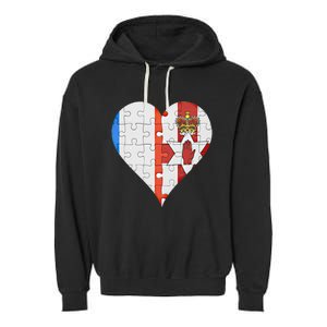 French Irish Flag Heart Gift Garment-Dyed Fleece Hoodie