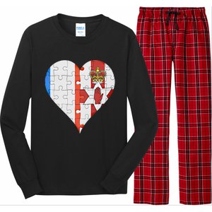 French Irish Flag Heart Gift Long Sleeve Pajama Set