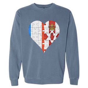 French Irish Flag Heart Gift Garment-Dyed Sweatshirt