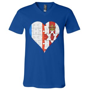 French Irish Flag Heart Gift V-Neck T-Shirt