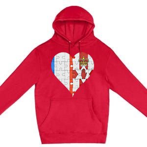 French Irish Flag Heart Gift Premium Pullover Hoodie