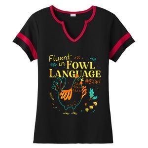 Fluent In Fowl Language Chicken Ladies Halftime Notch Neck Tee