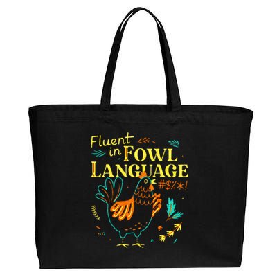 Fluent In Fowl Language Chicken Cotton Canvas Jumbo Tote