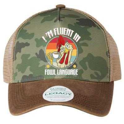 Fluent In Fowl Language Funny Chicken Lover Gift Retro Legacy Tie Dye Trucker Hat