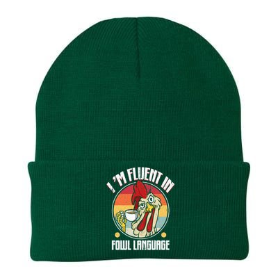 Fluent In Fowl Language Funny Chicken Lover Gift Retro Knit Cap Winter Beanie