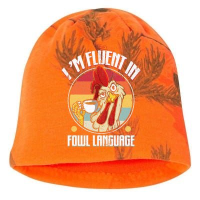 Fluent In Fowl Language Funny Chicken Lover Gift Retro Kati - Camo Knit Beanie