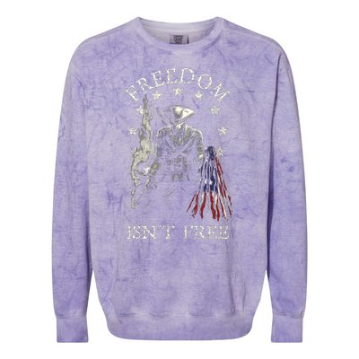 Freedom Isnt Free American Flag Colorblast Crewneck Sweatshirt