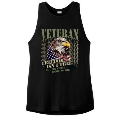 Freedom Isnt Free But Its Worth Fighting For Veterans Gift Ladies PosiCharge Tri-Blend Wicking Tank