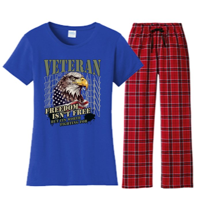 Freedom Isnt Free But Its Worth Fighting For Veterans Gift Women's Flannel Pajama Set