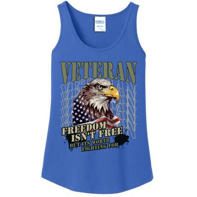 Freedom Isnt Free But Its Worth Fighting For Veterans Gift Ladies Essential Tank