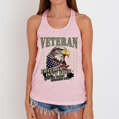 Freedom Isnt Free But Its Worth Fighting For Veterans Gift Women's Knotted Racerback Tank