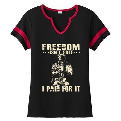 Freedom Isnt Free I Paid For It Memorial Day Ladies Halftime Notch Neck Tee