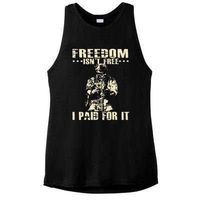 Freedom Isnt Free I Paid For It Memorial Day Ladies PosiCharge Tri-Blend Wicking Tank