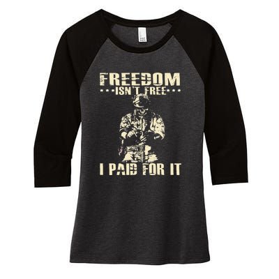 Freedom Isnt Free I Paid For It Memorial Day Women's Tri-Blend 3/4-Sleeve Raglan Shirt