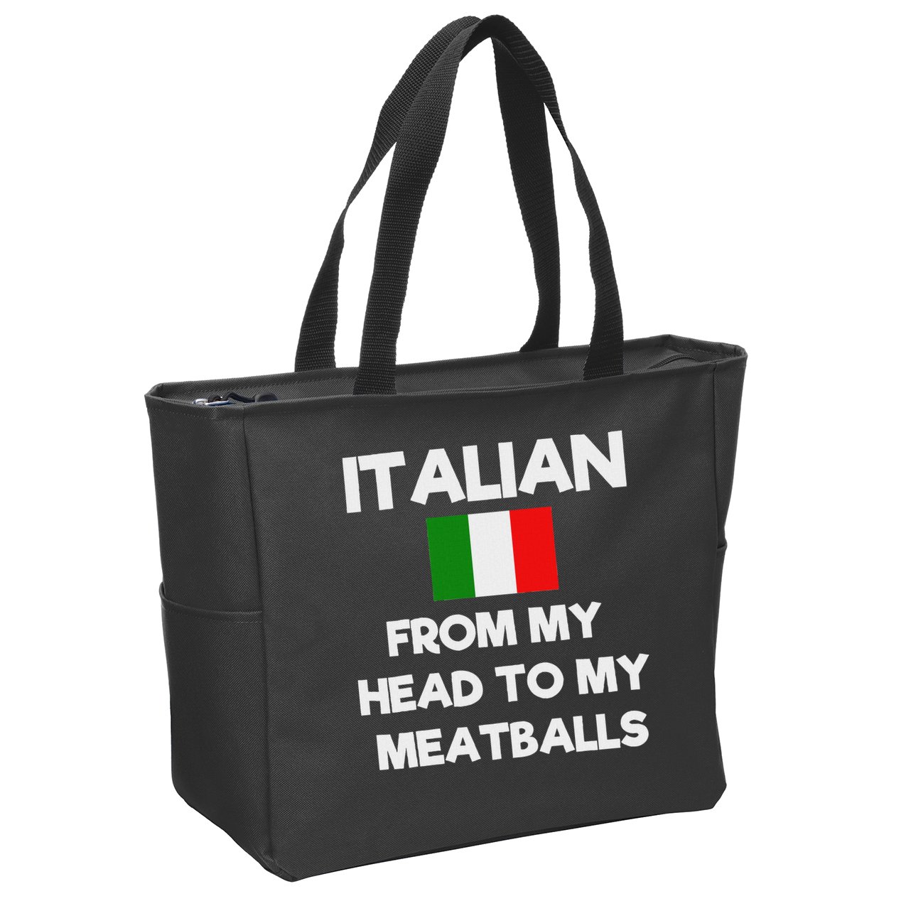 Funny Italian From My Head To My Meatballs Humor Joke Zip Tote Bag