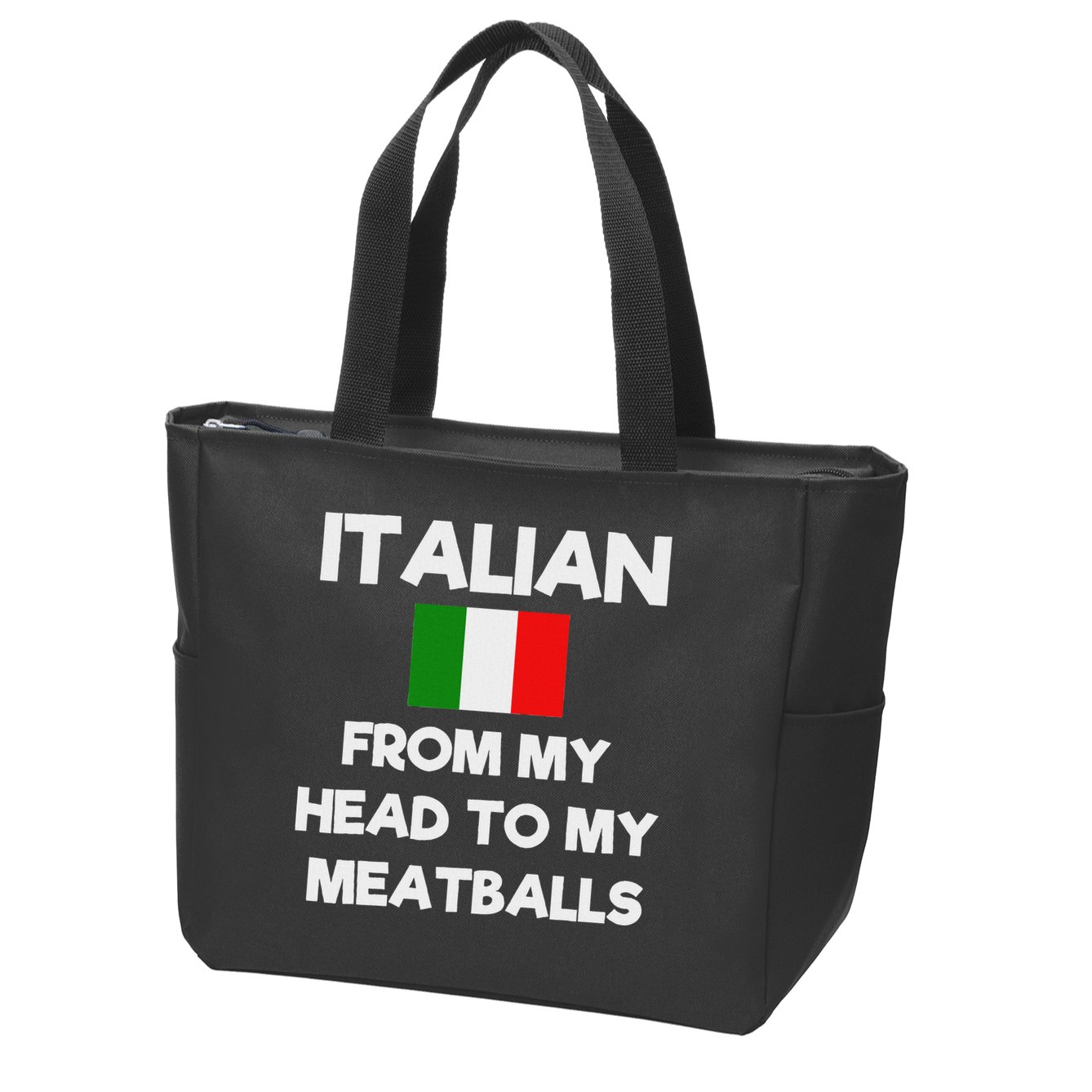 Funny Italian From My Head To My Meatballs Humor Joke Zip Tote Bag