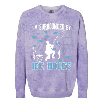 Funny Ice Fishing Sayings For Fishing Grandpa Dad Colorblast Crewneck Sweatshirt