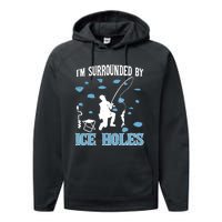 Funny Ice Fishing Sayings For Fishing Grandpa Dad Performance Fleece Hoodie