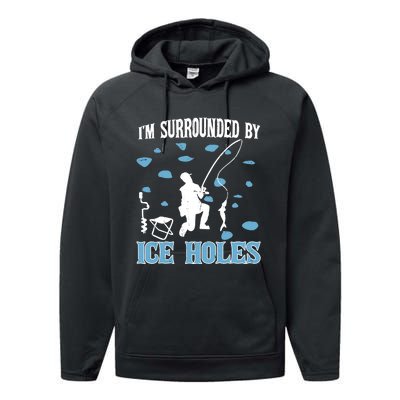 Funny Ice Fishing Sayings For Fishing Grandpa Dad Performance Fleece Hoodie