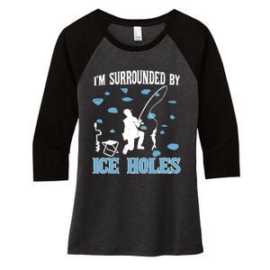 Funny Ice Fishing Sayings For Fishing Grandpa Dad Women's Tri-Blend 3/4-Sleeve Raglan Shirt