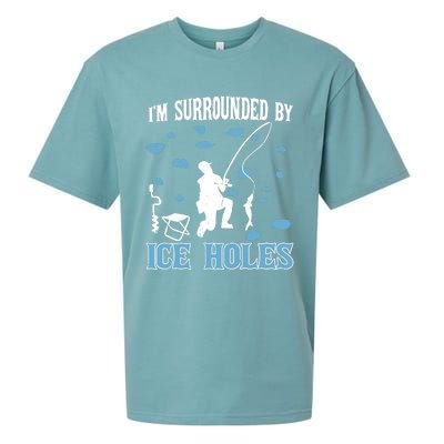 Funny Ice Fishing Sayings For Fishing Grandpa Dad Sueded Cloud Jersey T-Shirt