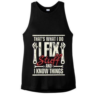 Funny I Fix Stuff T Mechanic Engineer Garage Ladies PosiCharge Tri-Blend Wicking Tank