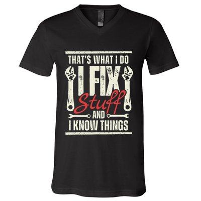 Funny I Fix Stuff T Mechanic Engineer Garage V-Neck T-Shirt