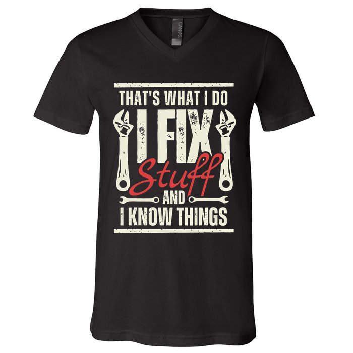 Funny I Fix Stuff T Mechanic Engineer Garage V-Neck T-Shirt