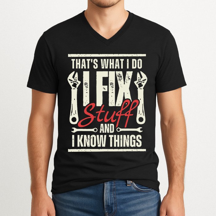 Funny I Fix Stuff T Mechanic Engineer Garage V-Neck T-Shirt