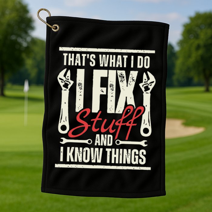 Funny I Fix Stuff T Mechanic Engineer Garage Golf Towel