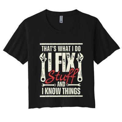 Funny I Fix Stuff T Mechanic Engineer Garage Crop Top