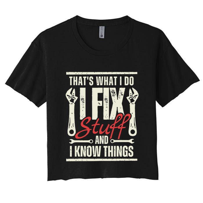Funny I Fix Stuff T Mechanic Engineer Garage Crop Top