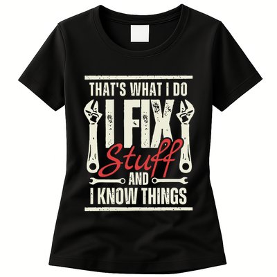 Funny I Fix Stuff T Mechanic Engineer Garage Womens T-Shirt