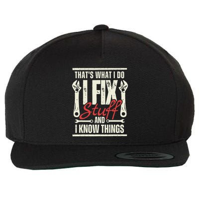 Funny I Fix Stuff T Mechanic Engineer Garage Wool Snapback Cap