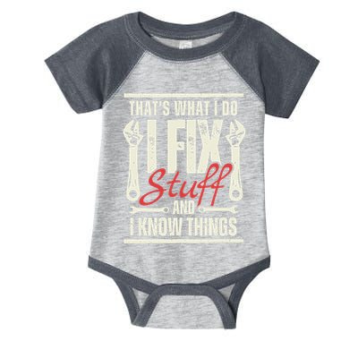 Funny I Fix Stuff T Mechanic Engineer Garage Infant Baby Jersey Bodysuit