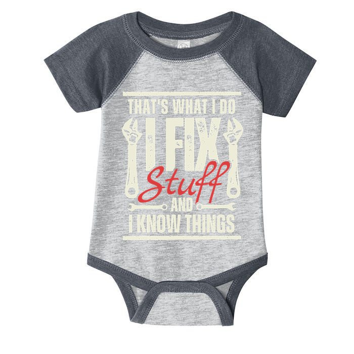 Funny I Fix Stuff T Mechanic Engineer Garage Infant Baby Jersey Bodysuit