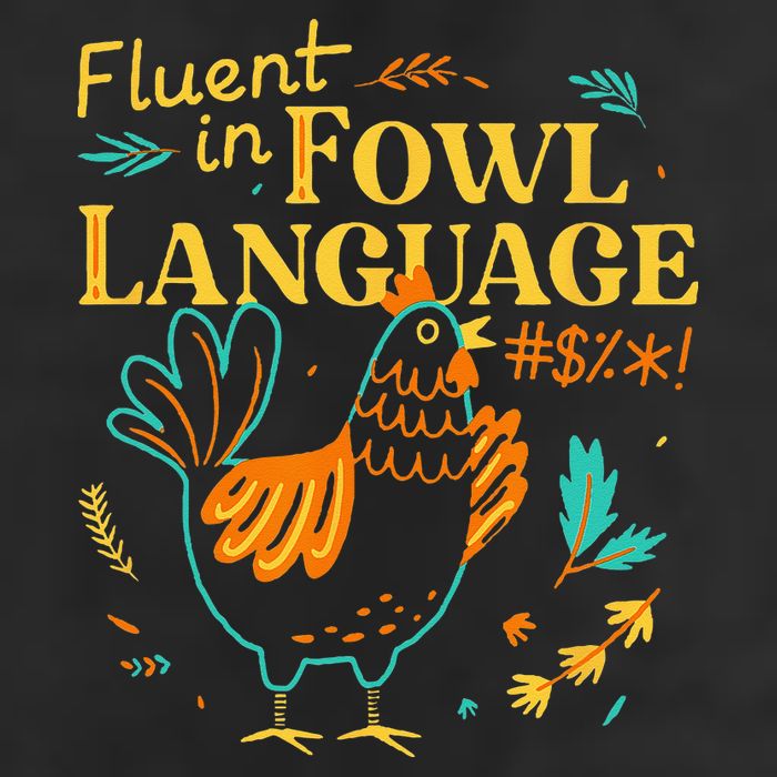 Fluent In Fowl Language Funny Novelty Chicken Lover 7 Panel Mesh Trucker Snapback Hat