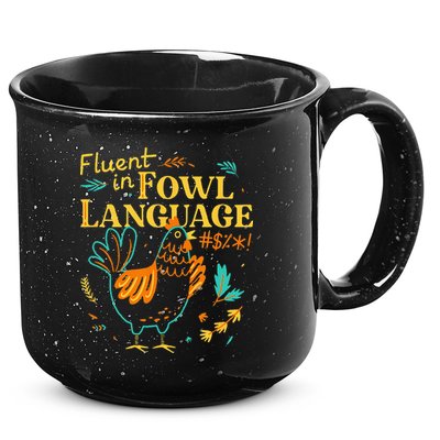 Fluent In Fowl Language Funny Novelty Chicken Lover 15oz Campfire Ceramic Mug