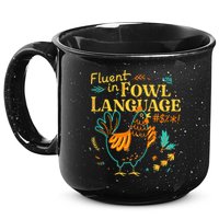 Fluent In Fowl Language Funny Novelty Chicken Lover 15oz Campfire Ceramic Mug